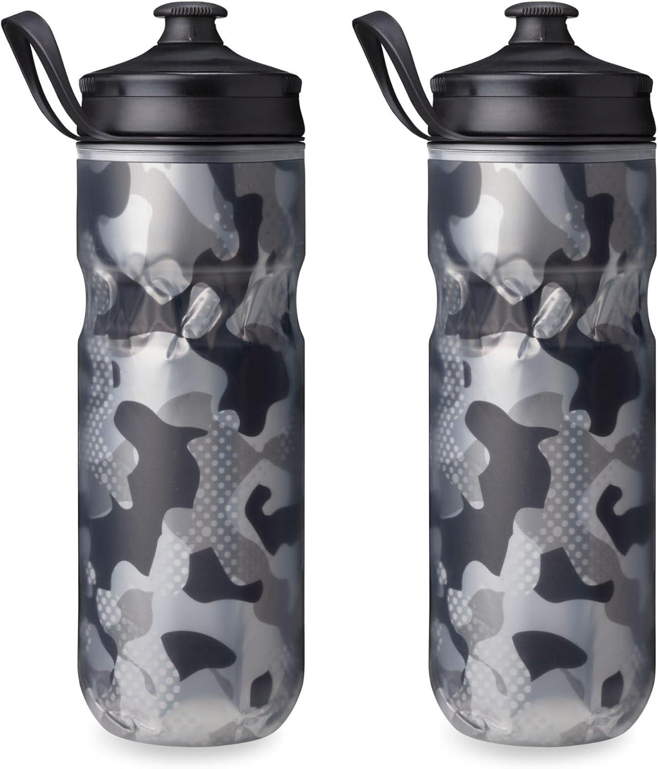 imageHydraPak Polar Bottle Polar Sport Insulated Water Bottle BPAFree Sport amp Bike Squeeze Bottle with Handle Pulse Blue 700ml 24ozContender Black