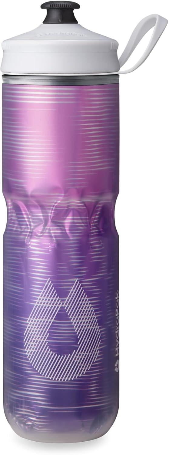 imageHydraPak Polar Bottle Polar Sport Insulated Water Bottle BPAFree Sport amp Bike Squeeze Bottle with Handle Pulse Blue 700ml 24ozPulse Purple