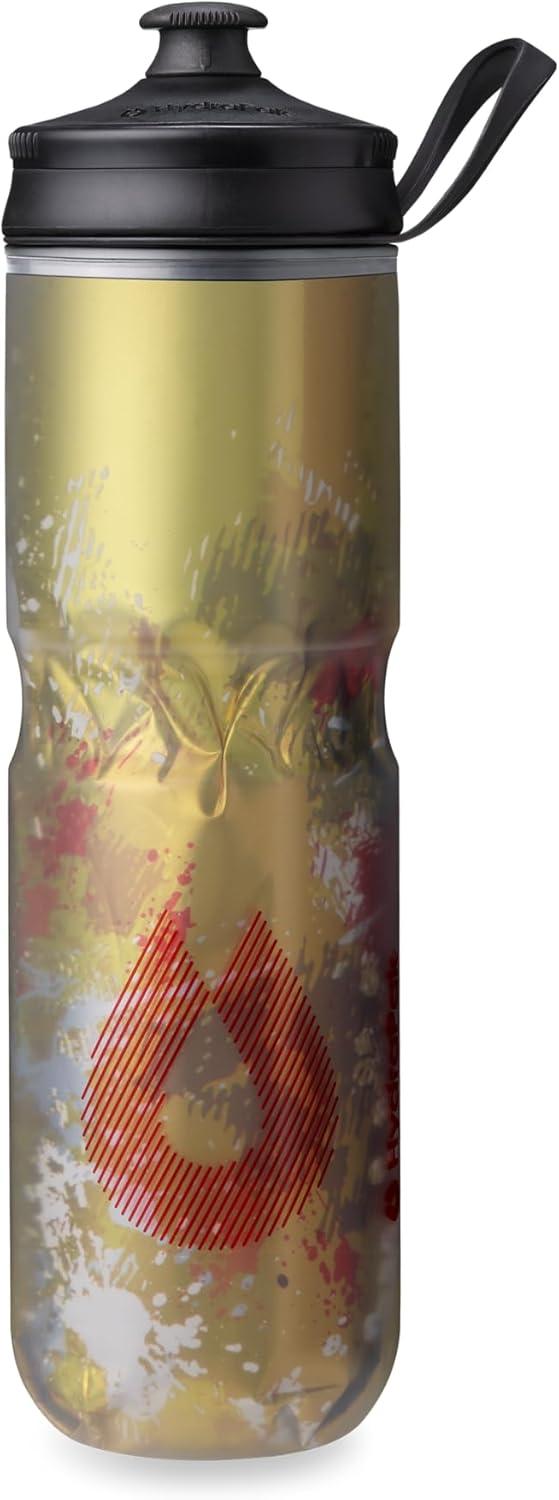 imageHydraPak Polar Bottle Polar Sport Insulated Water Bottle BPAFree Sport amp Bike Squeeze Bottle with Handle Pulse Blue 700ml 24ozSplash Gold