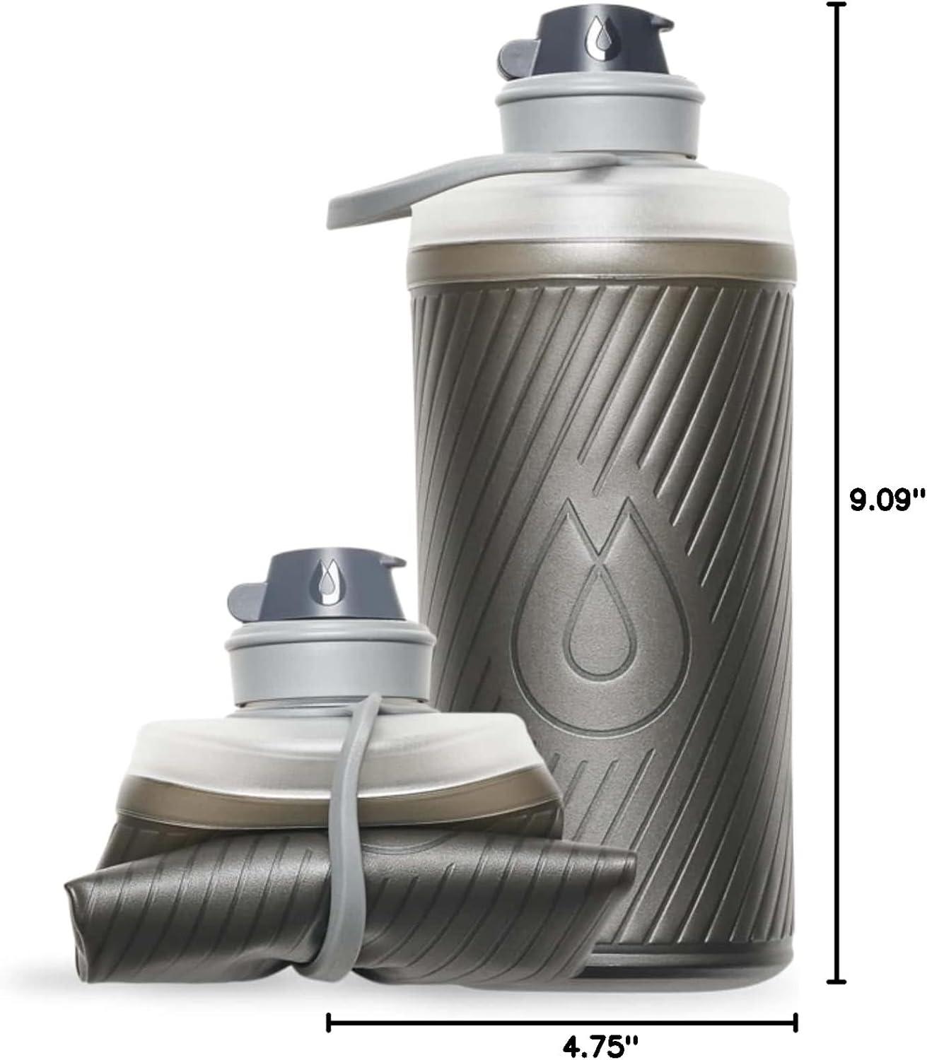 imageHydraPak Flux Collapsible Backpacking Water Bottle 750ml 1L 15L BPA Free Ultra Light SpillProof Twist CapMammoth Grey