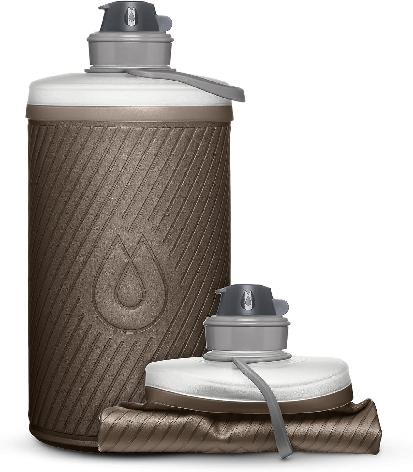 imageHydraPak Flux Collapsible Backpacking Water Bottle 750ml 1L 15L BPA Free Ultra Light SpillProof Twist CapMammoth Grey