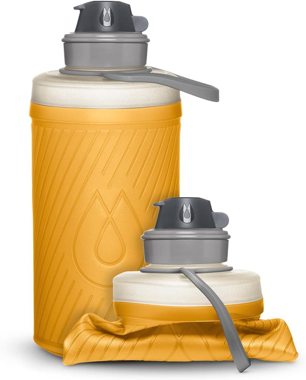 imageHydraPak Flux Collapsible Backpacking Water Bottle 750ml 1L 15L BPA Free Ultra Light SpillProof Twist CapNEW Golden Yellow