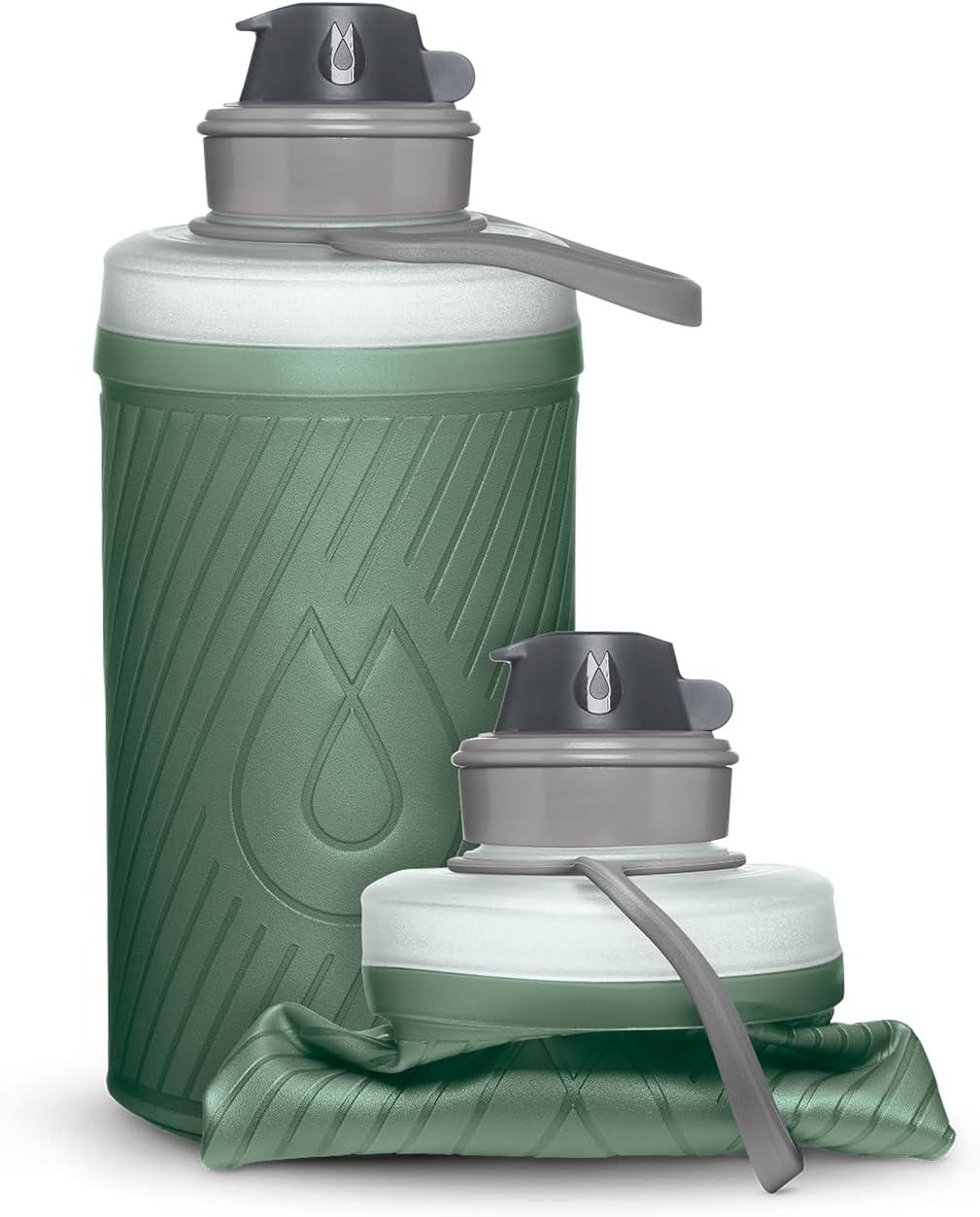 imageHydraPak Flux Collapsible Backpacking Water Bottle 750ml 1L 15L BPA Free Ultra Light SpillProof Twist CapNEW Sage Green