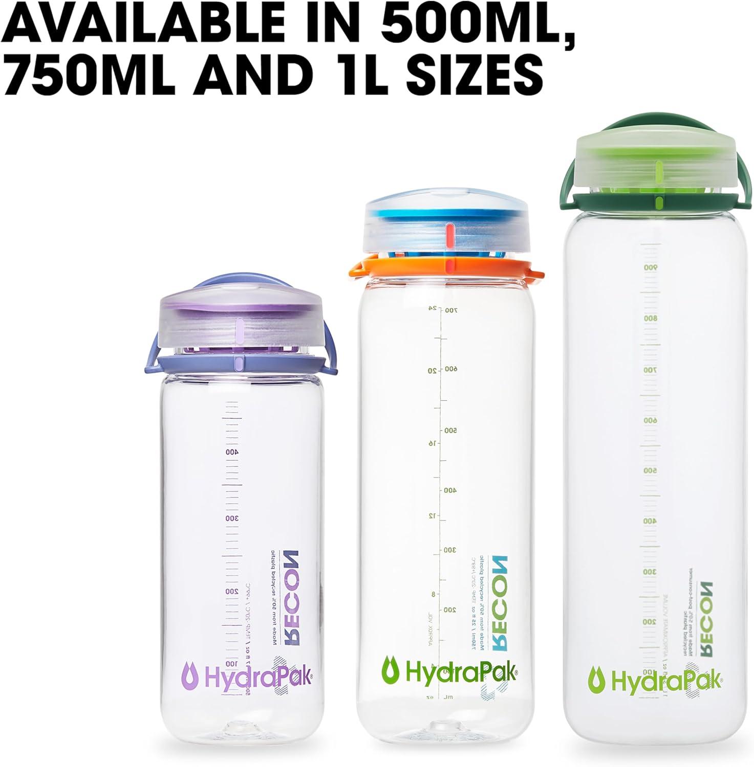 imageHydraPak Recon Twist amp Sip Wide Mouth Recycled Plastic Water Bottle 24oz or 32oz Eco Friendly BPA Free Easy CarryClear Black White
