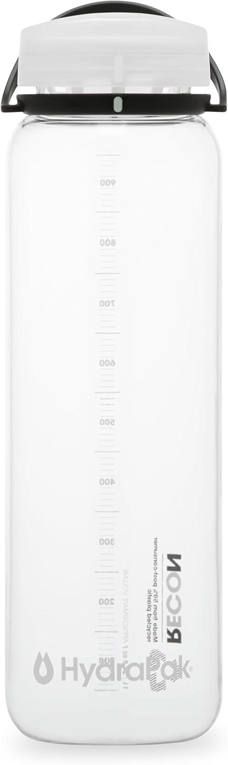 imageHydraPak Recon Twist amp Sip Wide Mouth Recycled Plastic Water Bottle 24oz or 32oz Eco Friendly BPA Free Easy CarryClear Black White