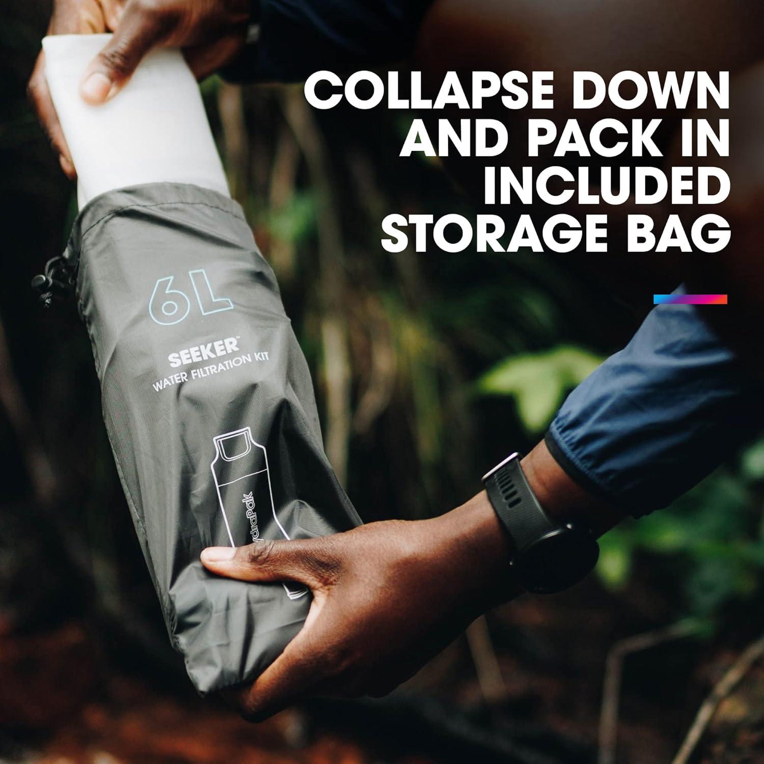 imageHydraPak Seeker Collapsible Water Filtration amp Storage 6L BPA amp PVC Free Hydration Reservoir Bag Leak Proof LightweightClear