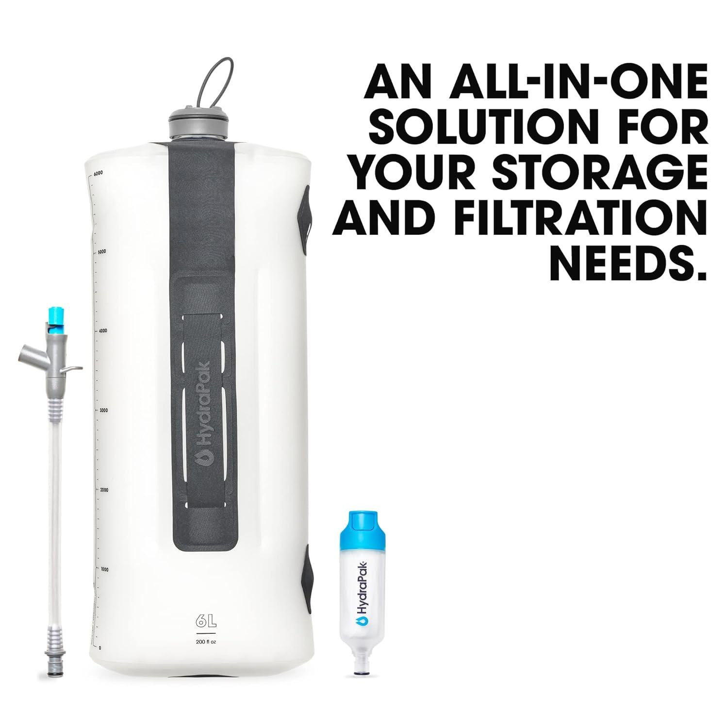 imageHydraPak Seeker Collapsible Water Filtration amp Storage 6L BPA amp PVC Free Hydration Reservoir Bag Leak Proof LightweightClear