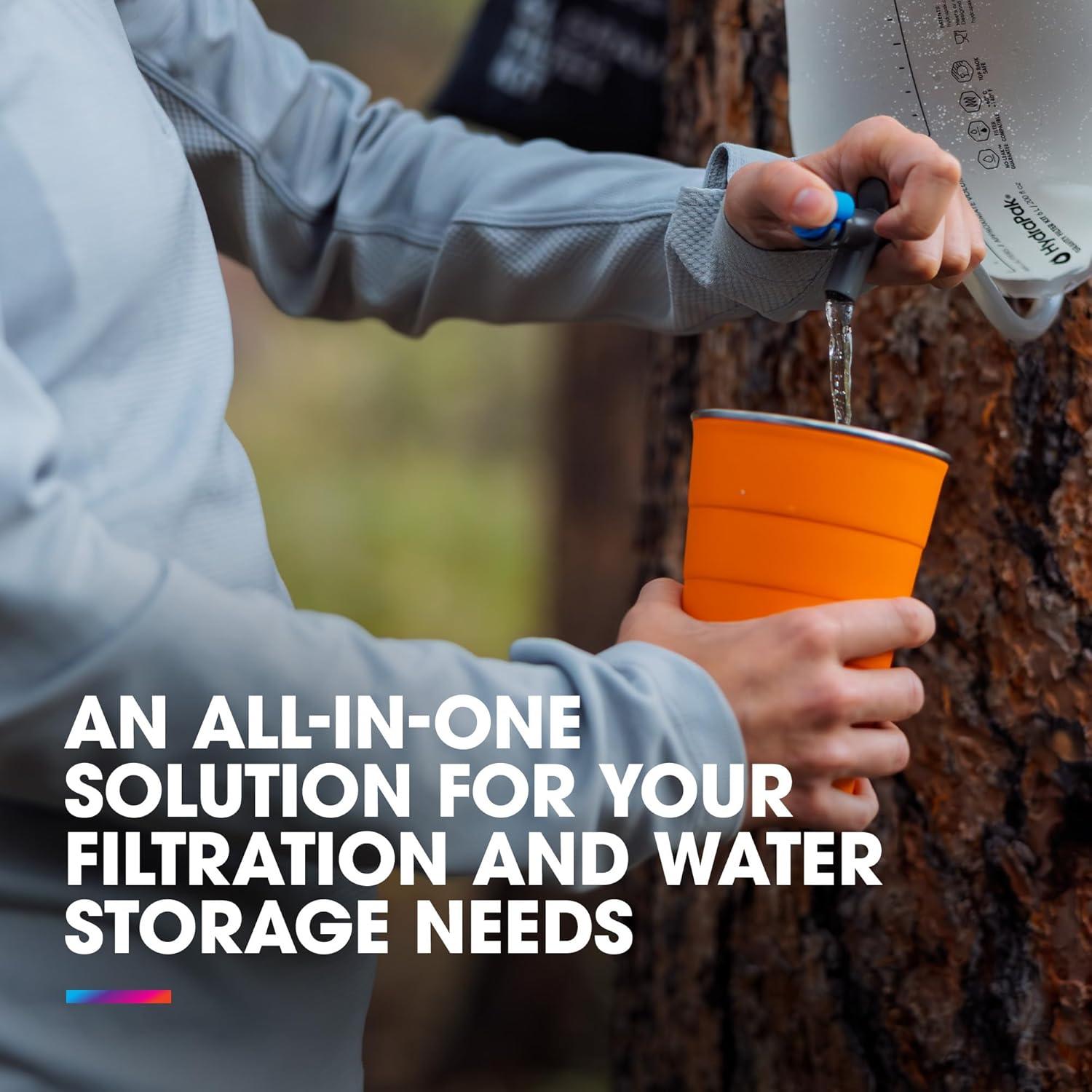 imageHydraPak Seeker Collapsible Water Filtration amp Storage 6L BPA amp PVC Free Hydration Reservoir Bag Leak Proof LightweightMammoth Grey Clear