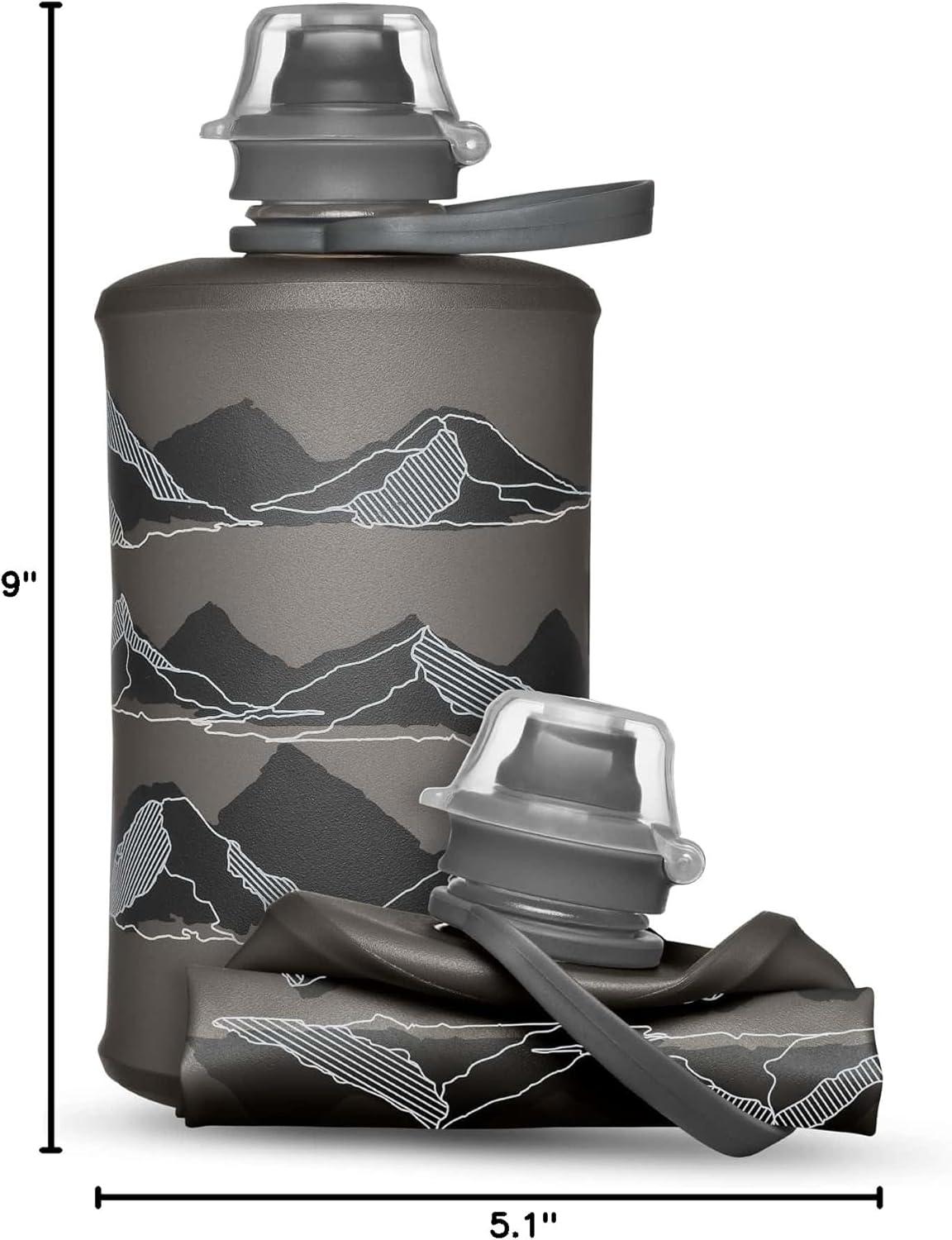 imageHydraPak Stow Collapsible Water Bottle 350ml 500ml 1L Ultralight LeakProof BPAFree Filter Compatible Travel amp Hiking FlaskMTN Mammoth Grey