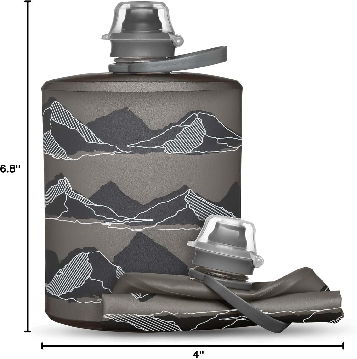 imageHydraPak Stow Collapsible Water Bottle 350ml 500ml 1L Ultralight LeakProof BPAFree Filter Compatible Travel amp Hiking FlaskMTN Mammoth Grey