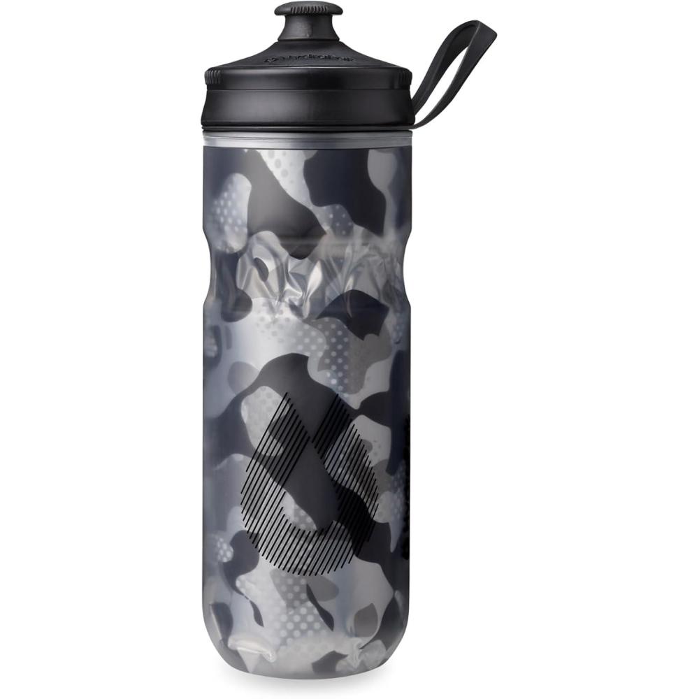 imageHydraPak Polar Bottle Polar Sport Insulated Water Bottle BPAFree Sport amp Bike Squeeze Bottle with Handle Pulse Blue 700ml 24ozContender Black