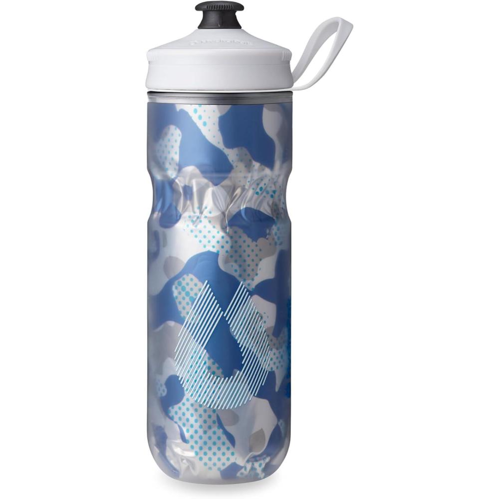 imageHydraPak Polar Bottle Polar Sport Insulated Water Bottle BPAFree Sport amp Bike Squeeze Bottle with Handle Pulse Blue 700ml 24ozContender Blue
