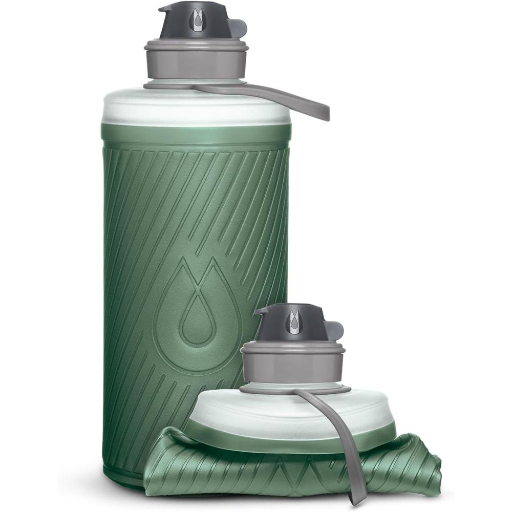 imageHydraPak Flux Collapsible Backpacking Water Bottle 750ml 1L 15L BPA Free Ultra Light SpillProof Twist CapNEW Sage Green
