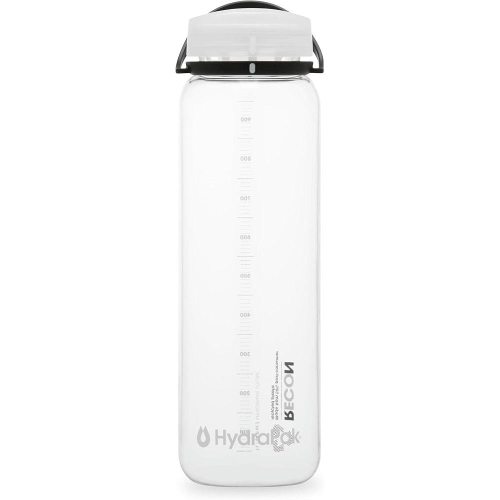imageHydraPak Recon Twist amp Sip Wide Mouth Recycled Plastic Water Bottle 24oz or 32oz Eco Friendly BPA Free Easy CarryClear Black White