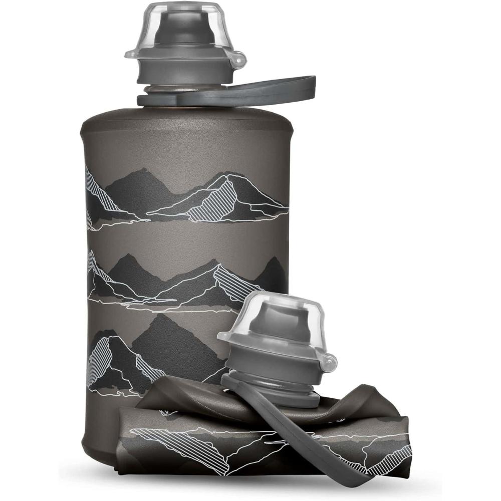imageHydraPak Stow Collapsible Water Bottle 350ml 500ml 1L Ultralight LeakProof BPAFree Filter Compatible Travel amp Hiking FlaskMTN Mammoth Grey
