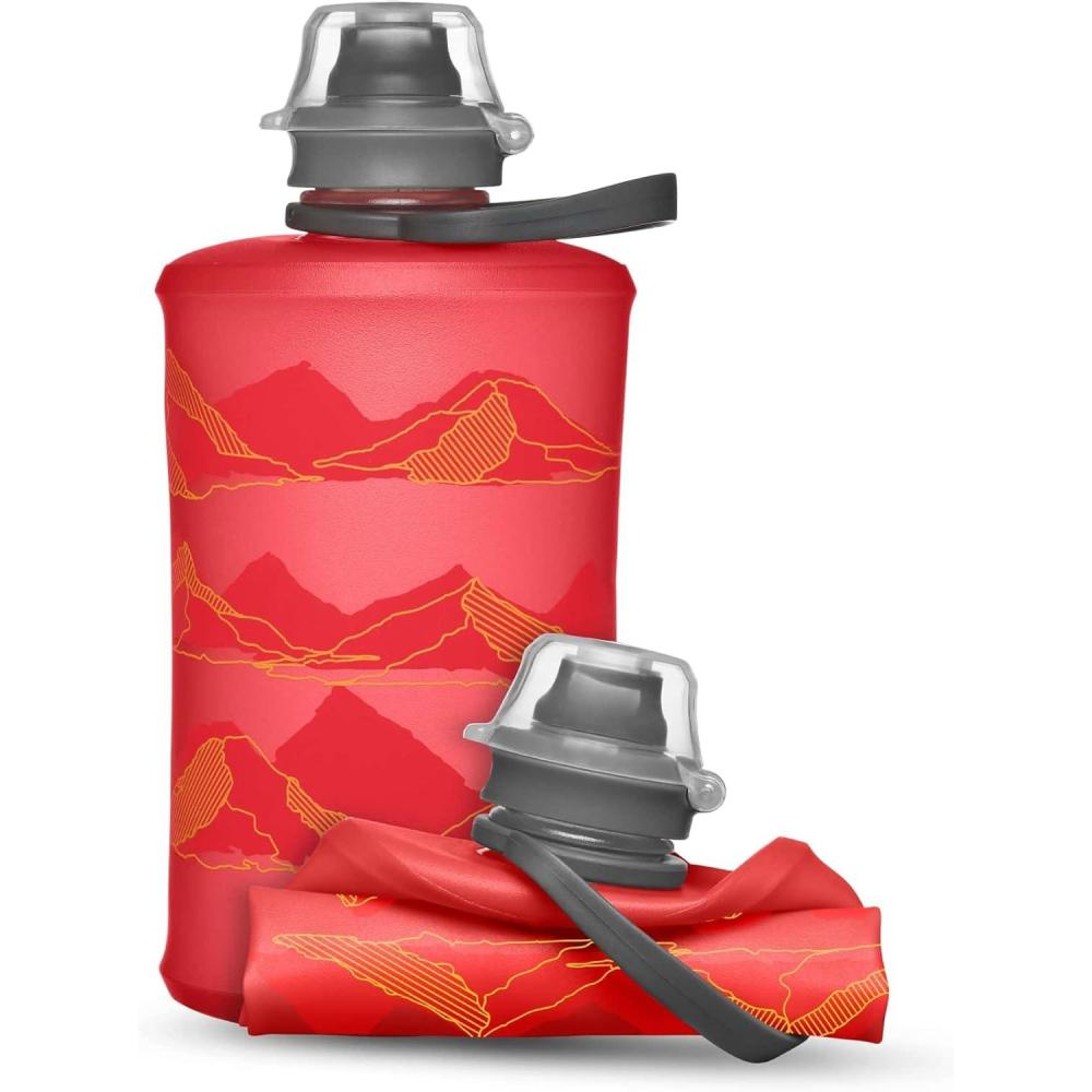 imageHydraPak Stow Collapsible Water Bottle 350ml 500ml 1L Ultralight LeakProof BPAFree Filter Compatible Travel amp Hiking FlaskMTN Redwood