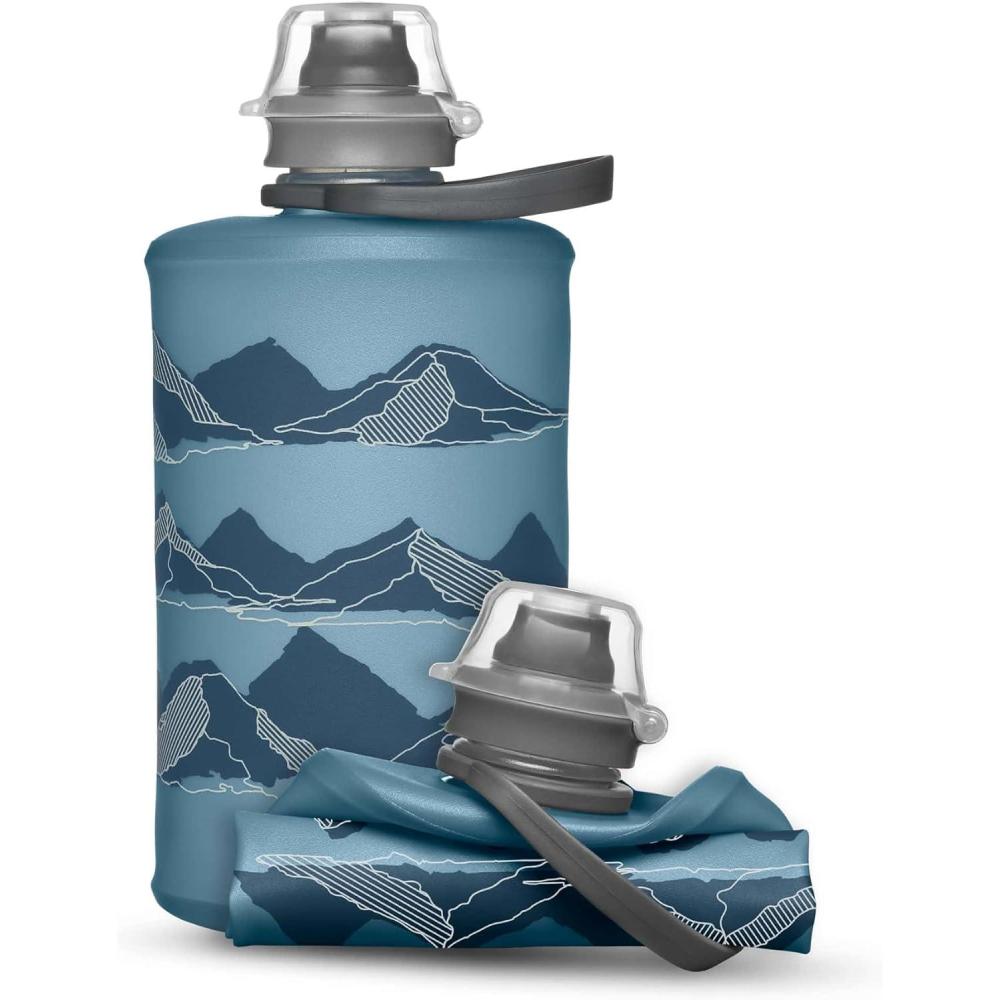 imageHydraPak Stow Collapsible Water Bottle 350ml 500ml 1L Ultralight LeakProof BPAFree Filter Compatible Travel amp Hiking FlaskMTN Tahoe Blue