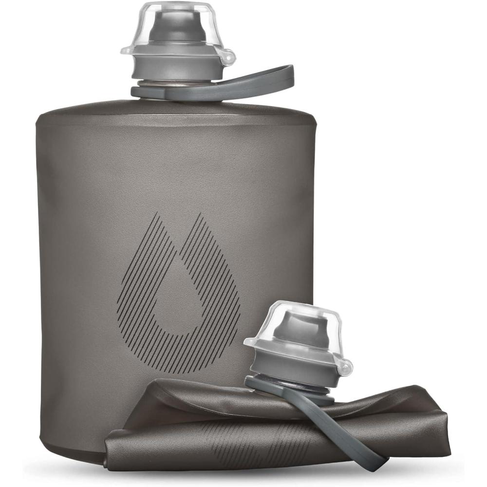 imageHydraPak Stow Collapsible Water Bottle 350ml 500ml 1L Ultralight LeakProof BPAFree Filter Compatible Travel amp Hiking FlaskMammoth Grey