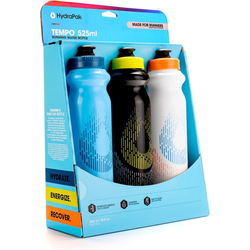 imageHydraPak Tempo Handheld Running Water Bottle 3Pack  Made for Runners Marathon Training and Race Day Squeeze Bottle Perfect for Hydration Electrolytes Recovery and Nutrition Mixes525 ml Pack of 3