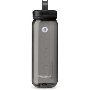 HydraPak Recon Clip & Carry – Wide Mouth Recycled Plastic Water Bottle (24oz or 32oz) – Eco Friendly, BPA Free, Tethered Cap(Charcoal Grey)