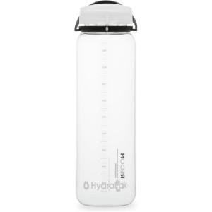 HydraPak Recon Twist & Sip – Wide Mouth Recycled Plastic Water Bottle (24oz or 32oz) – Eco Friendly, BPA Free, Easy Carry(Clear / Black & White)