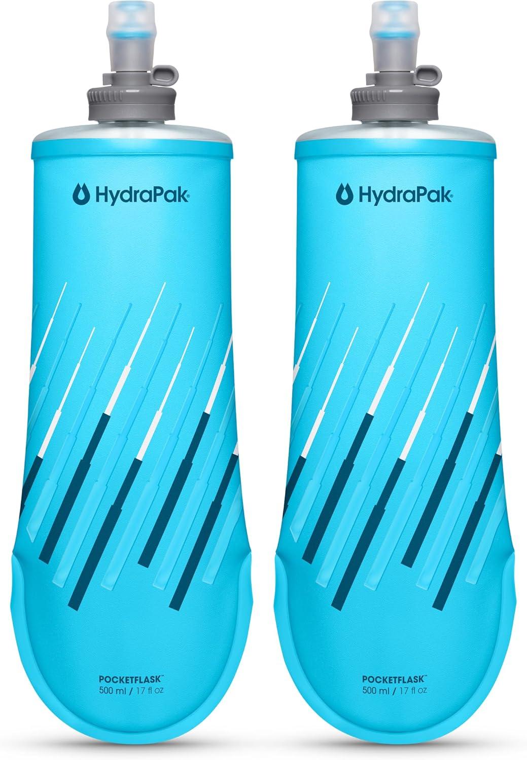 imageHydraPak PocketFlask 500ml Compressible Low Profile Soft Flask Water Bottle Ideal Fit for Run Belts and Form Fitting Pockets with Locking Cap 500ml17ozMalibu