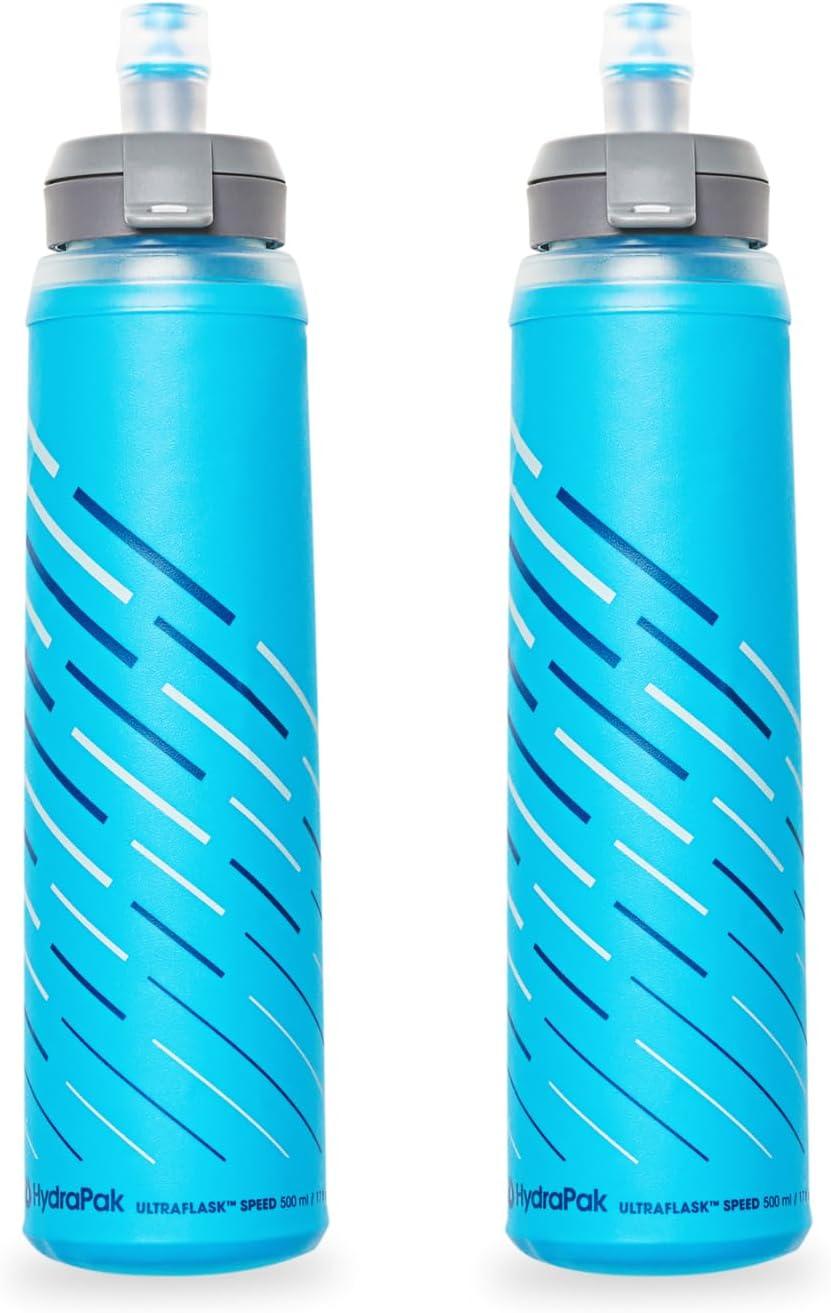 imageHydraPak UltraFlask Speed 500ml Collapsible Soft Flask Water Bottle for Hydration Vests and Running Packs with Easy Open Cap 500ml 17ozMalibu Blue