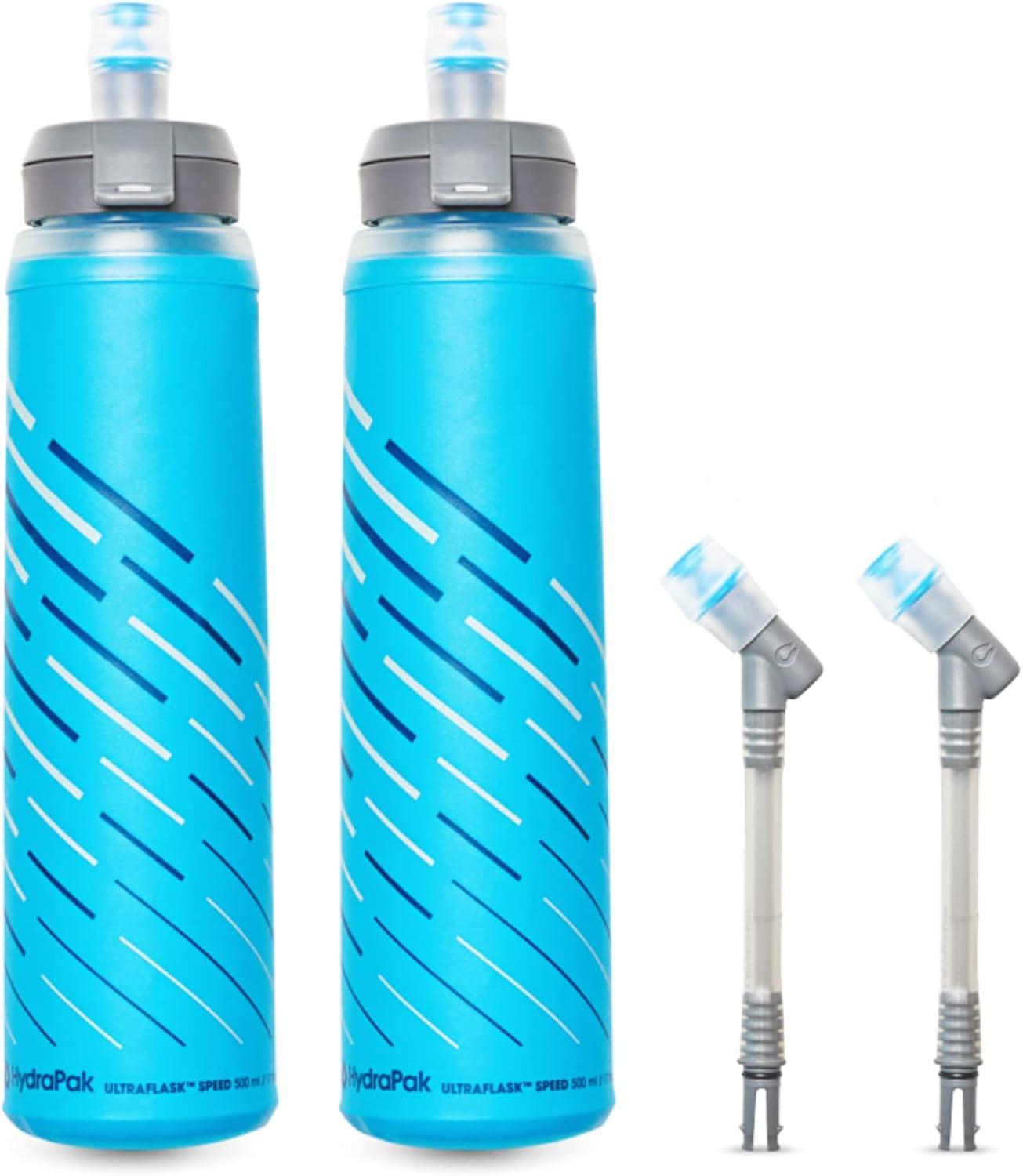 imageHydraPak UltraFlask Speed 500ml Collapsible Soft Flask Water Bottle for Hydration Vests and Running Packs with Easy Open Cap 500ml 17ozMalibu Blue