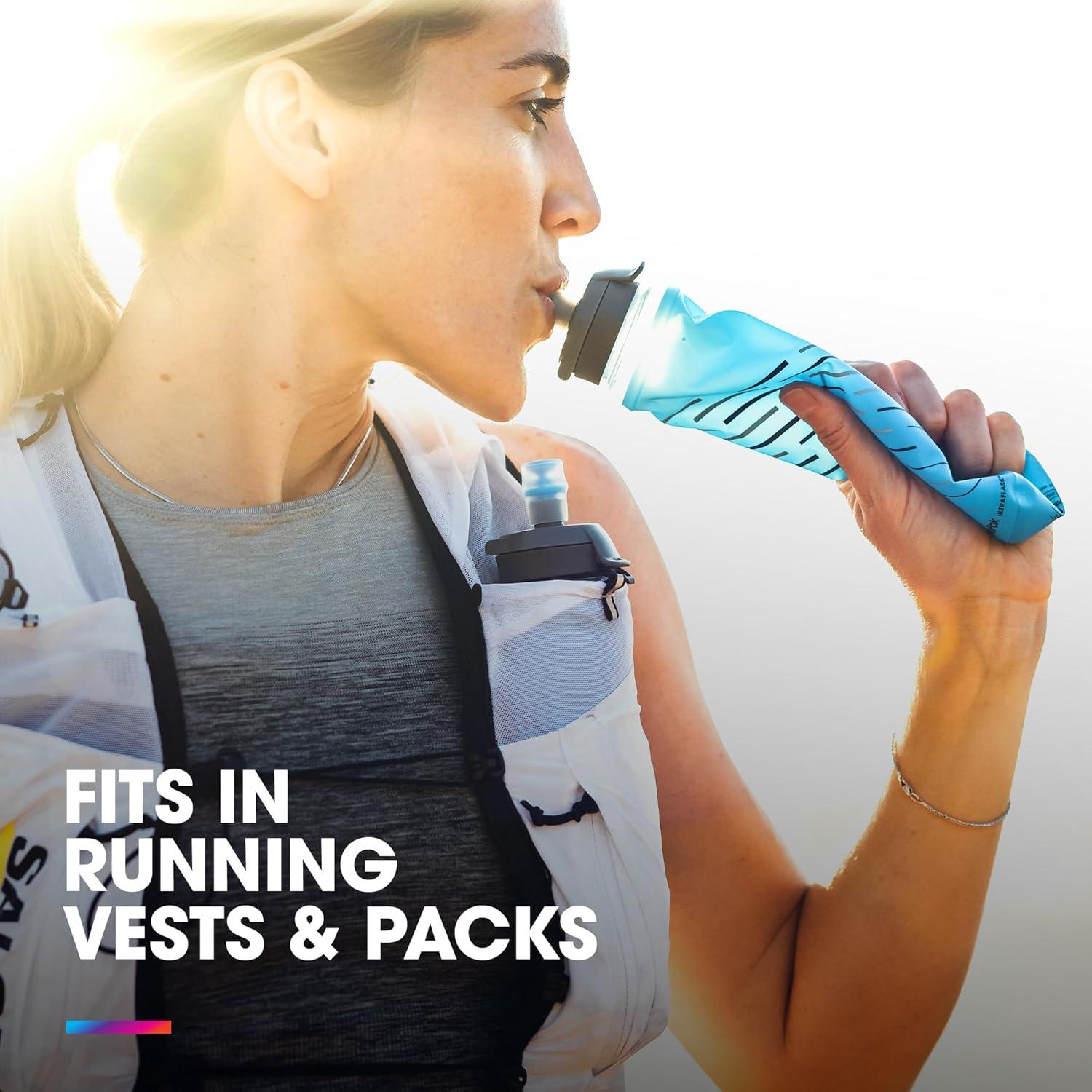 imageHydraPak UltraFlask Speed 500ml Collapsible Soft Flask Water Bottle for Hydration Vests and Running Packs with Easy Open Cap 500ml 17ozMalibu Blue