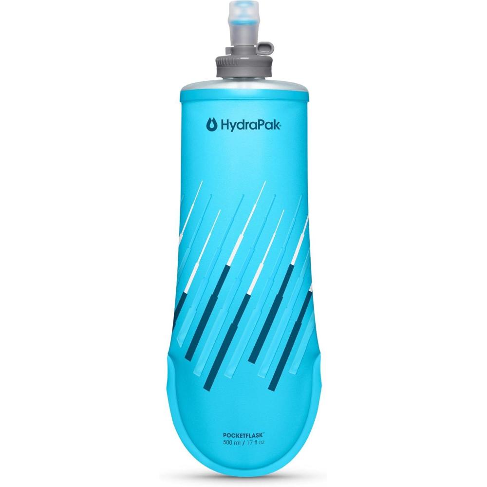 imageHydraPak PocketFlask 500ml Compressible Low Profile Soft Flask Water Bottle Ideal Fit for Run Belts and Form Fitting Pockets with Locking Cap 500ml17ozMalibu