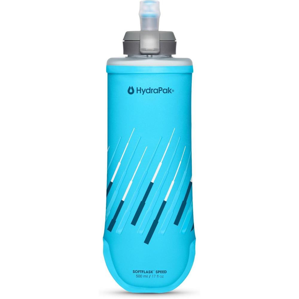 imageHydraPak SoftFlask Speed 500ml Compressible Soft Flask Water Bottle Perfect Fit for Hydration Vests and Running Packs with Easy Open Cap 500ml17ozMalibu