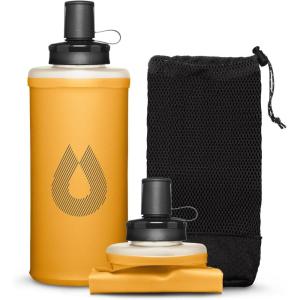 HydraPak PackFlask (500ml or 750ml) – Harness Mounted Water Bottle for Backpacks – Hands-Free, Easy-Access, Ultra-Light, Collapsible Pack Softflask for Hiking & Backpacking(Golden Yellow)