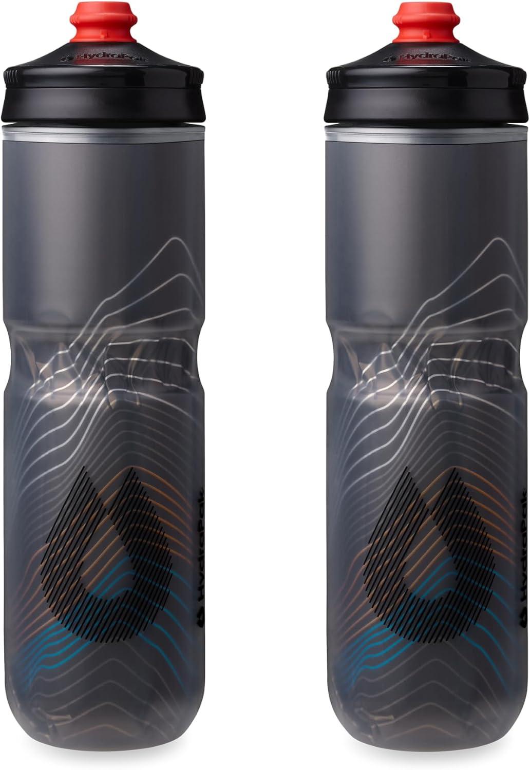 imageHydraPak Polar Bottle Polar Surge Insulated Bike Water Bottle 2Pack High Flow Cycling amp Sports Squeeze Bottle Ascent Blue 600ml 20ozAscent Black