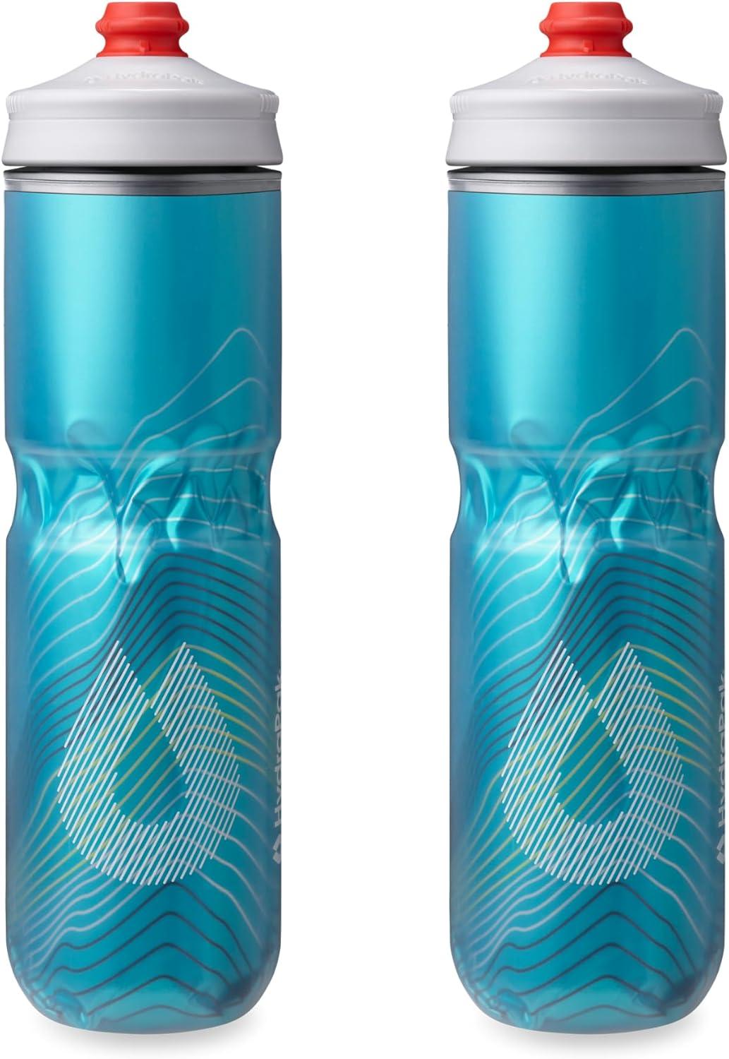 imageHydraPak Polar Bottle Polar Surge Insulated Bike Water Bottle 2Pack High Flow Cycling amp Sports Squeeze Bottle Ascent Blue 600ml 20ozAscent Blue
