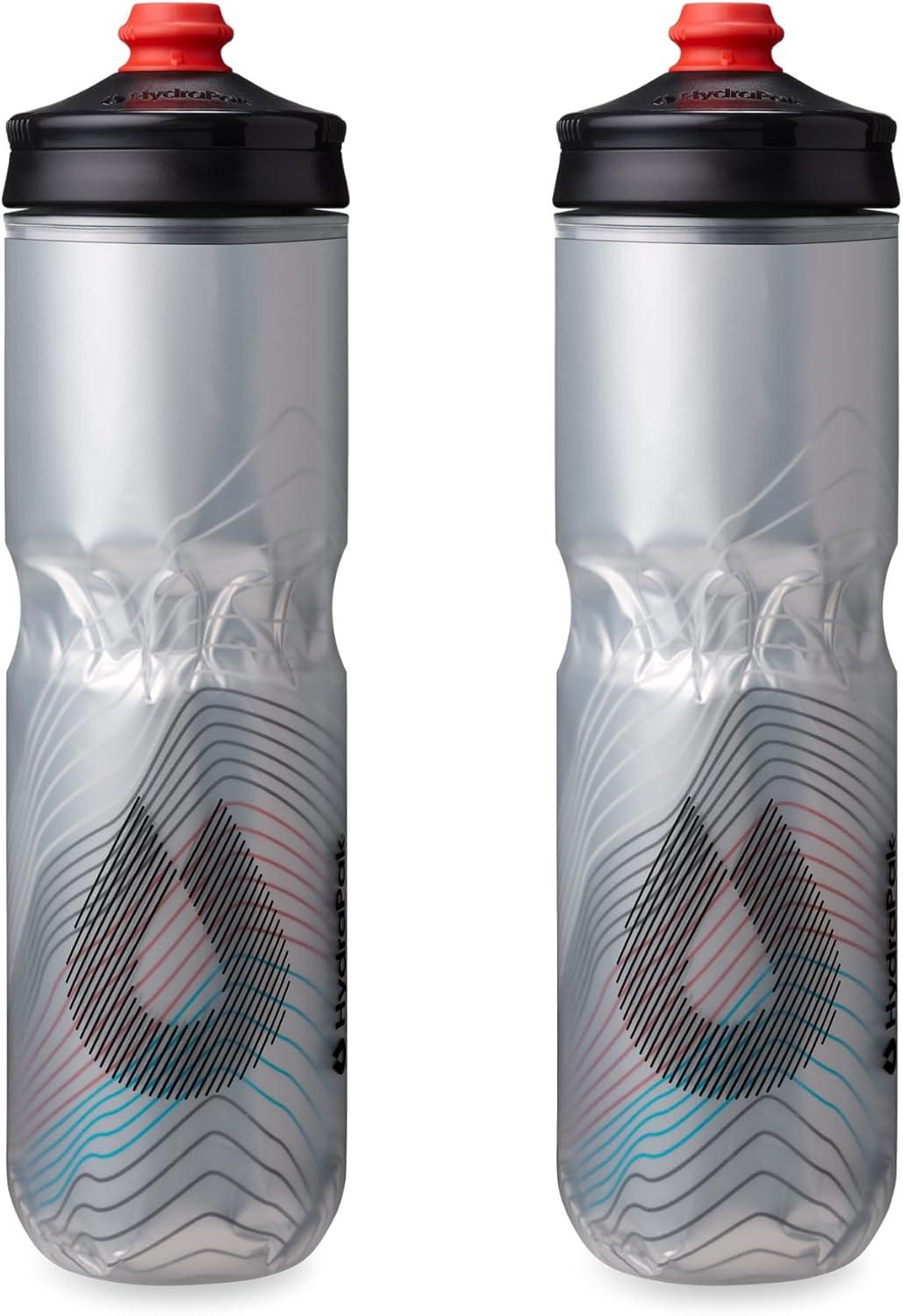 imageHydraPak Polar Bottle Polar Surge Insulated Bike Water Bottle 2Pack High Flow Cycling amp Sports Squeeze Bottle Ascent Blue 600ml 20ozAscent Silver
