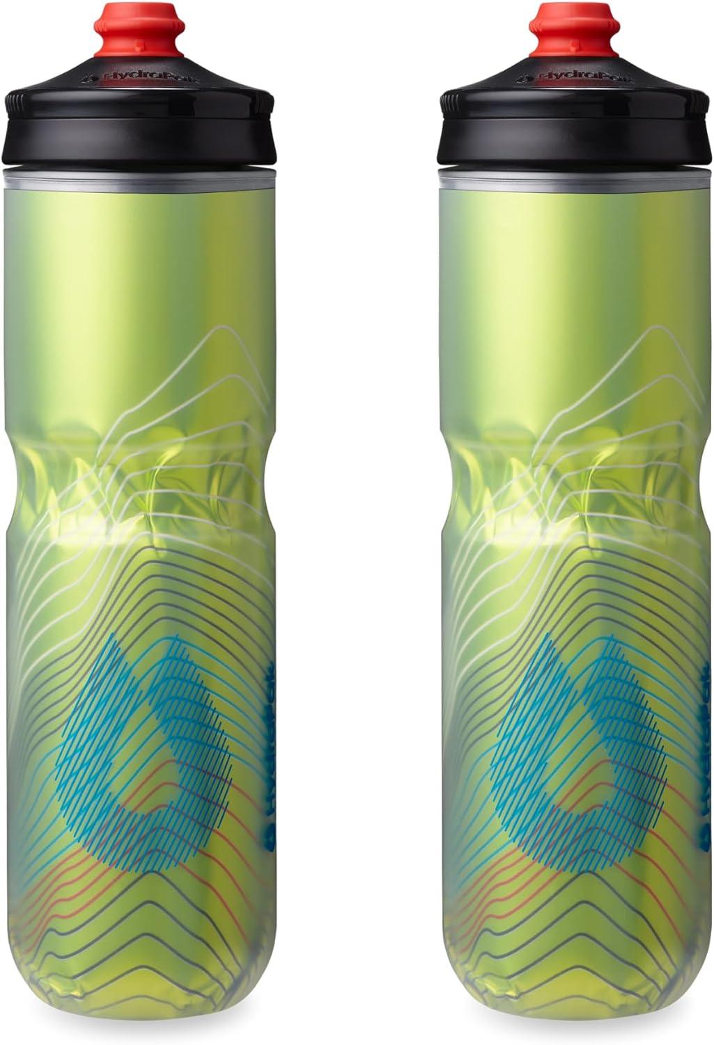 imageHydraPak Polar Bottle Polar Surge Insulated Bike Water Bottle 2Pack High Flow Cycling amp Sports Squeeze Bottle Ascent Blue 600ml 20ozAscent Yellow