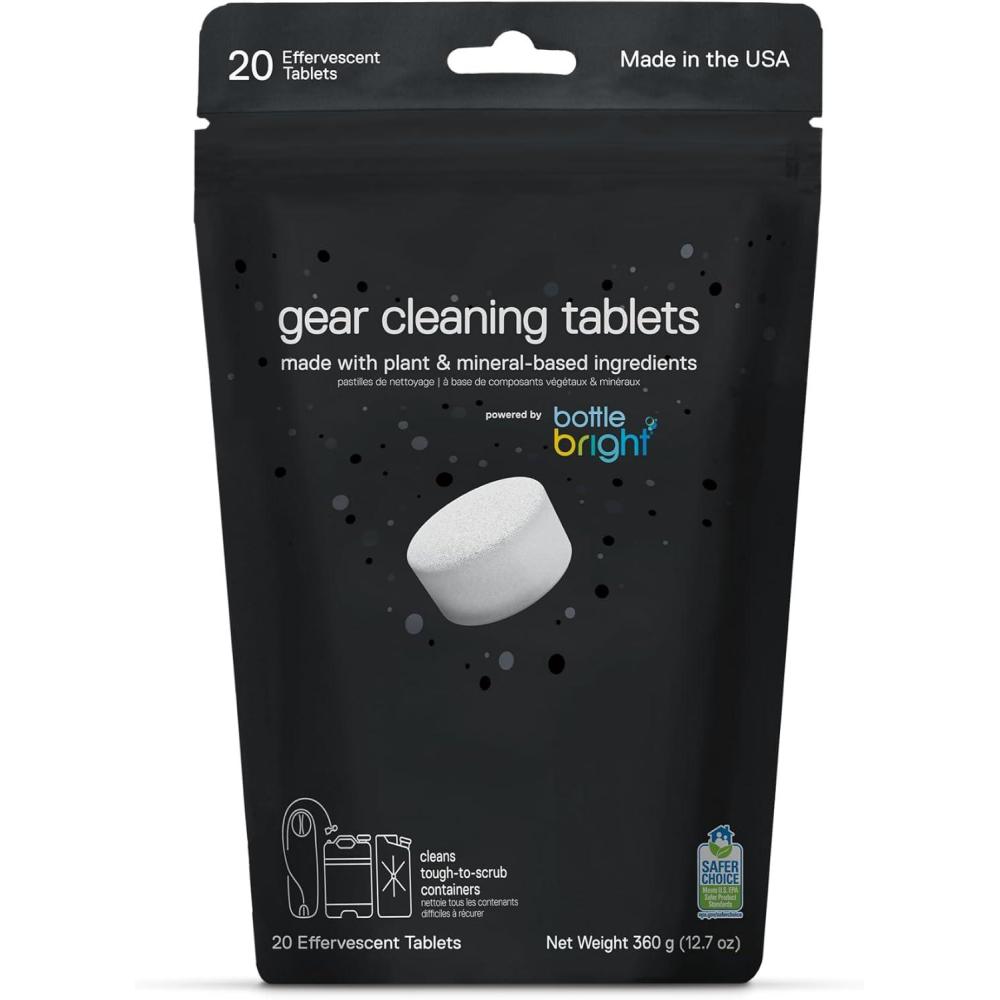imageGear Cleaning Tablets by Bottle Bright 6 or 20 Count  EPA Safer Choice Certified  Hydration Reservoir Large Container amp Water Storage System Cleaner1 Count Pack of 20
