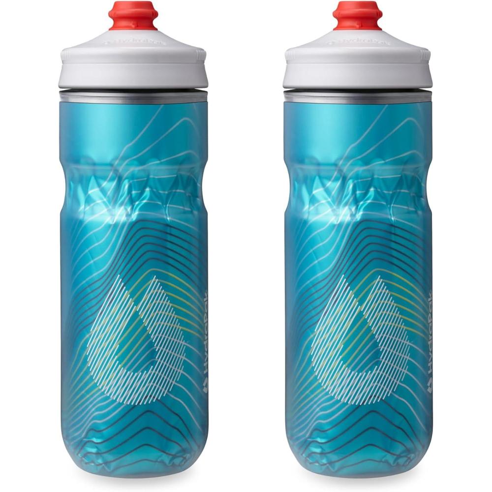 imageHydraPak Polar Bottle Polar Surge Insulated Bike Water Bottle 2Pack High Flow Cycling amp Sports Squeeze Bottle Ascent Blue 600ml 20ozAscent Blue
