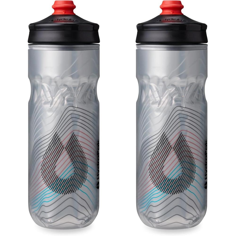 imageHydraPak Polar Bottle Polar Surge Insulated Bike Water Bottle 2Pack High Flow Cycling amp Sports Squeeze Bottle Ascent Blue 600ml 20ozAscent Silver