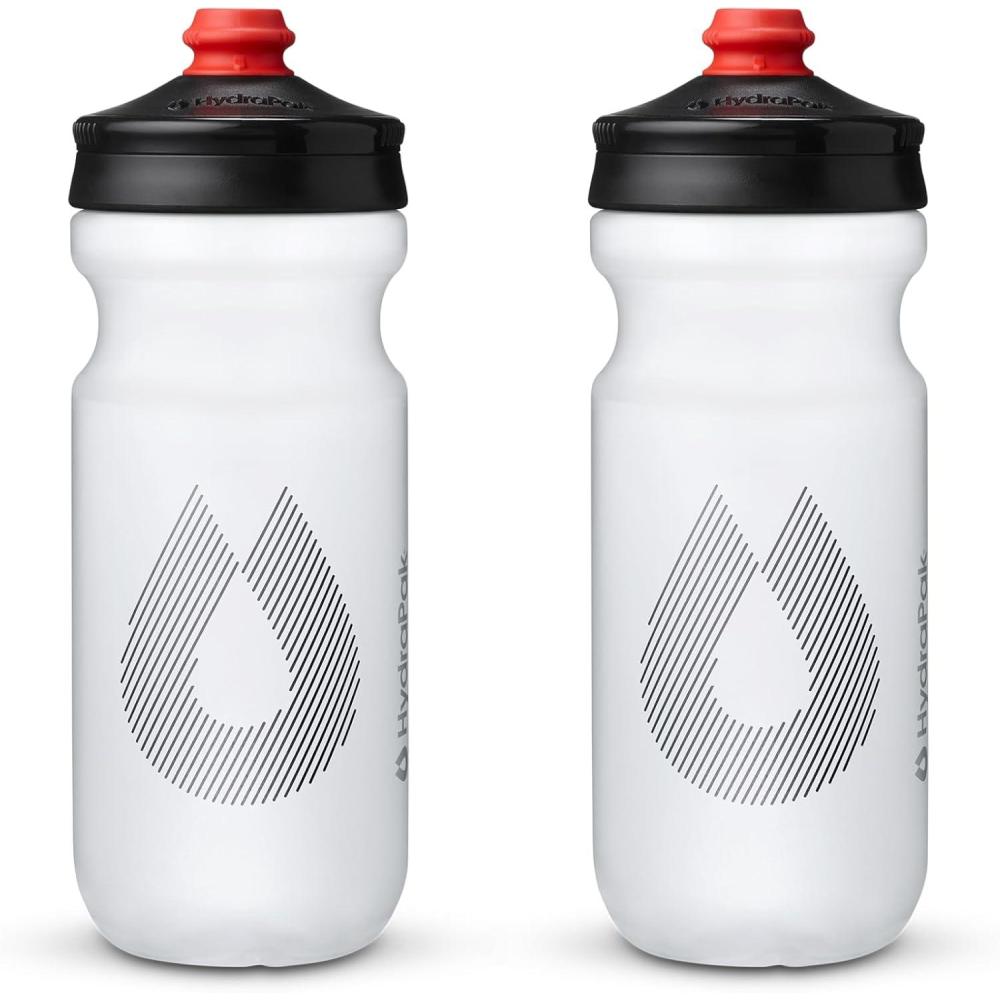 imageHydraPak Breakaway Surge Lightweight Bike Water Bottle 2Pack 20oz 25oz 30oz High Flow Cycling amp Sports Squeeze BottleClear