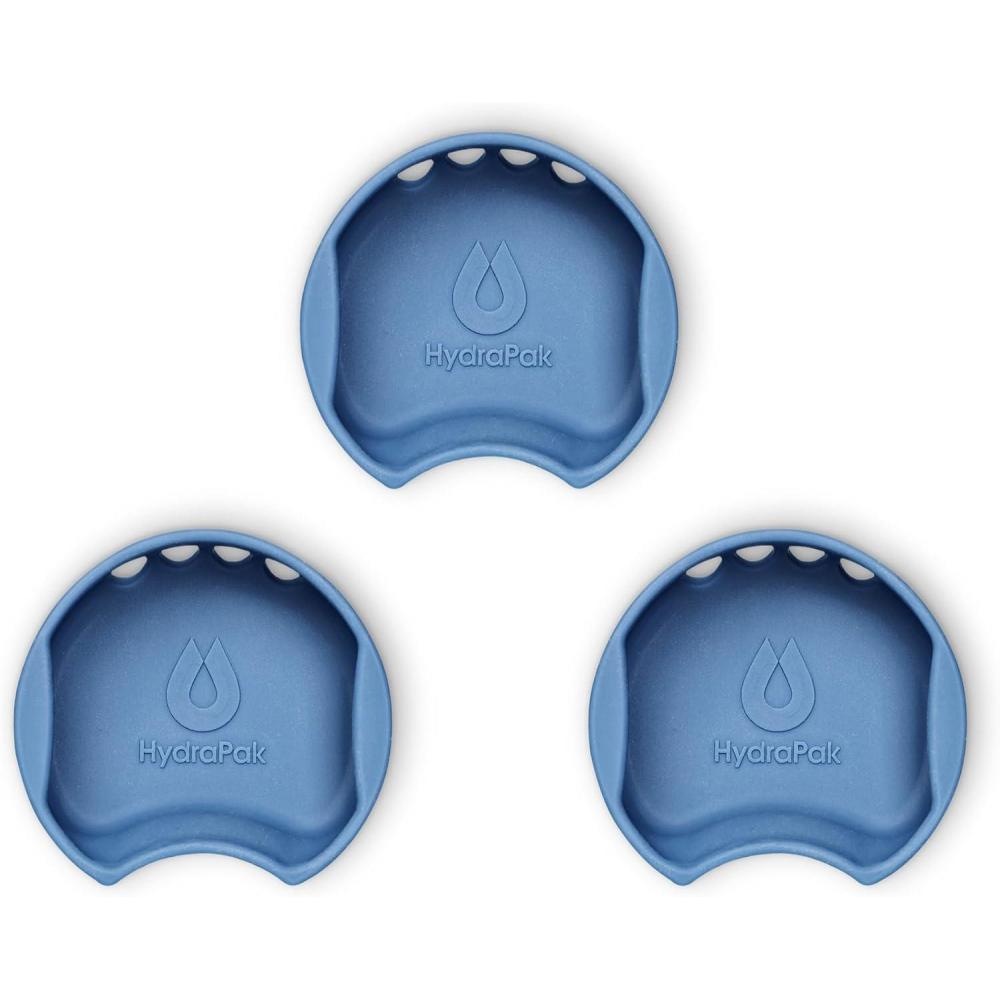 imageHydraPak Watergate Wide Mouth Splash Guard BPA amp PVC Free Fits Most Wide Mouth BottlesBay Blue 3Pack