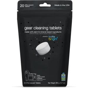Gear Cleaning Tablets by Bottle Bright (6 or 20 Count) – EPA Safer Choice Certified – Hydration Reservoir, Large Container & Water Storage System Cleaner(1 Count (Pack of 20))