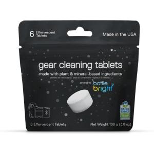 Gear Cleaning Tablets by Bottle Bright (6 or 20 Count) – EPA Safer Choice Certified – Hydration Reservoir, Large Container & Water Storage System Cleaner(1 Count (Pack of 6))