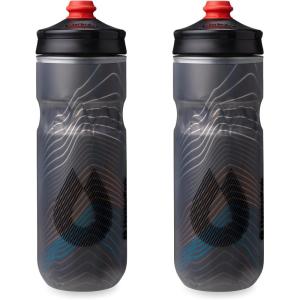 HydraPak | Polar Bottle – Polar Surge Insulated Bike Water Bottle 2-Pack – High Flow, Cycling & Sports Squeeze Bottle (Ascent Blue, 600ml / 20oz)(Ascent Black)