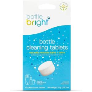 Bottle Bright Cleaning Tablets 12, 36, 78 Count – Water Bottle Cleaner for Stainless Steel, Tumblers, Thermos | Removes Coffee Tea Stains, Eliminates Odors, Easy and Safe Cleaning(12 Count (Pack of 1))
